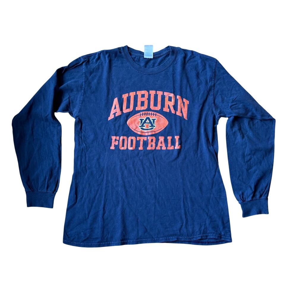 Men's Auburn Tigers Football Long Sleeve Crewneck Shirt Blue Orange Sz L College